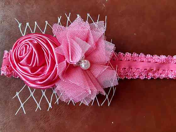 Детская малиновая повязка - размер универсальный (на резинке), декор 8см Киев