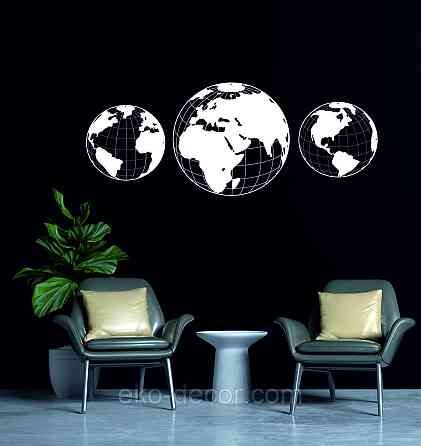 Декоративне настінне Панно «Глобус», Декор на стіну 70*171 см, Білий Київ