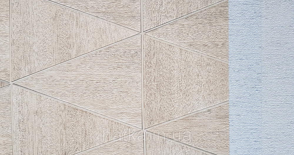 Шпалери вінілові на флізеліні Marburg Travertino 1.06х10 фігури трикутники смуги структурні коричневі 3д Київ - фото 3