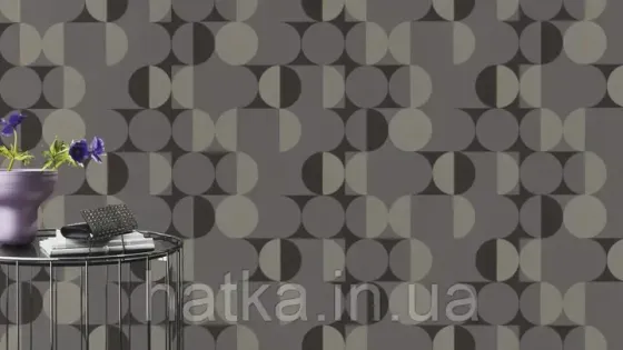 Шпалери вінілові на флізеліні Rasch Clasik 0,53х10 геометрія фігури кола смуги чорні сірі Київ