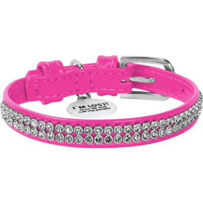 Ошейник для животных WAUDOG Glamour с QR-паспортом "Стразы" XS Ш 9 мм Д 19-25 см розовый (33077) Винница - изображение 2