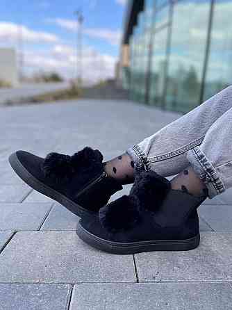 Женские ботинки LX17-219 черные эко-замша зима высота 11см размер 37-38 (1142) Коломия