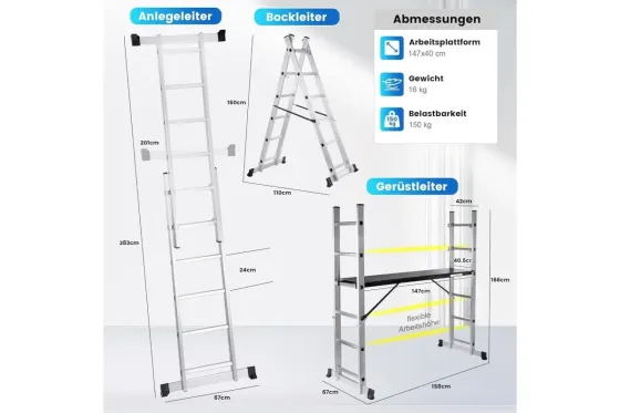 Лестница-трансформер алюминиевая 3в1 DLSL-101-6 Коломия