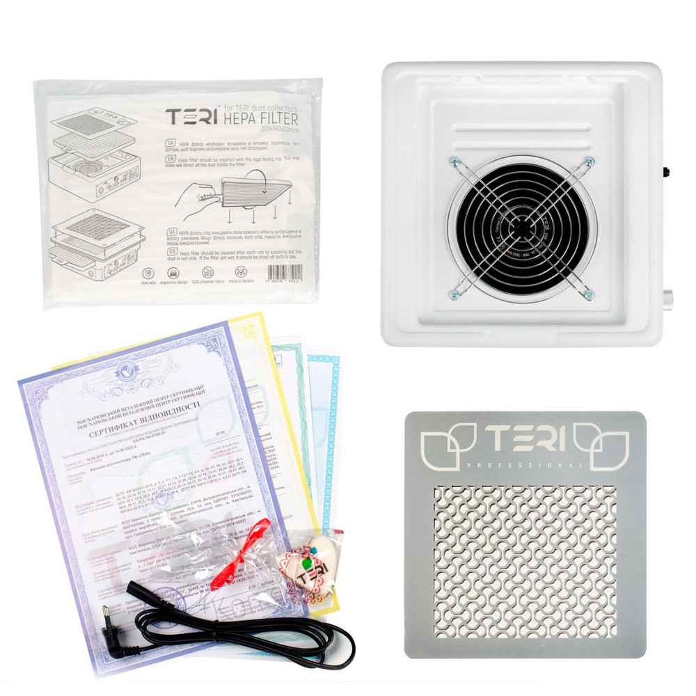 Настільна манікюрна витяжка Teri 800 M біла (решітка металік) Київ - фото 4