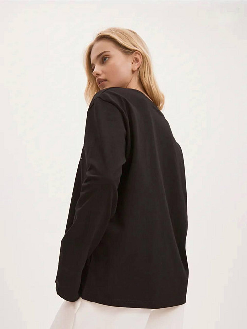 Жіночий лонгслів оверсайз із накатом "MY WISH LIST" турецький кулір Чорний Одеса - фото 3