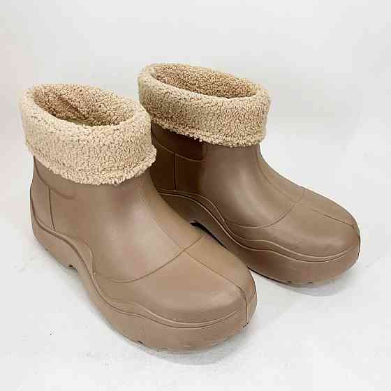 Дутики женские болоновые 38р 23см, Галоши утепленные черного цвета, Женские галоши пена XZ-68 Ивано-Франковск