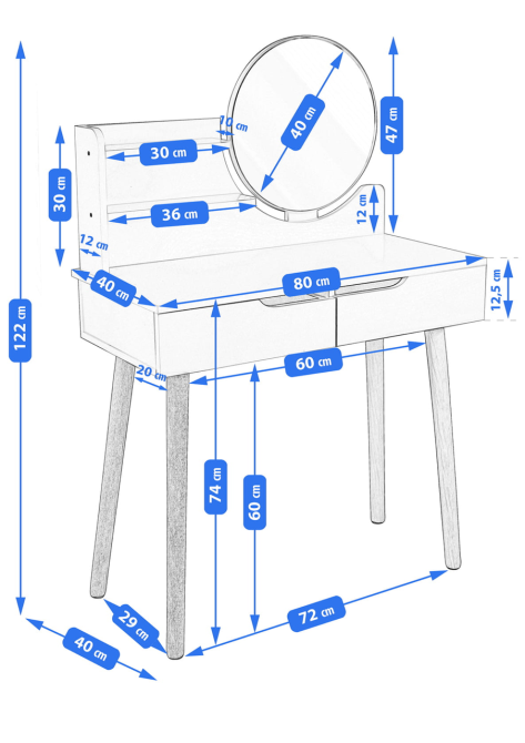 Туалетний столик Jumi Scandi з шухлядами, білий Київ - фото 5