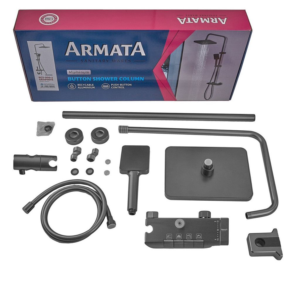 Душова колона Armata BCF-009-J Graphite зі змішувачем на кнопку та 3 режимами (CH650) Харків - фото 8