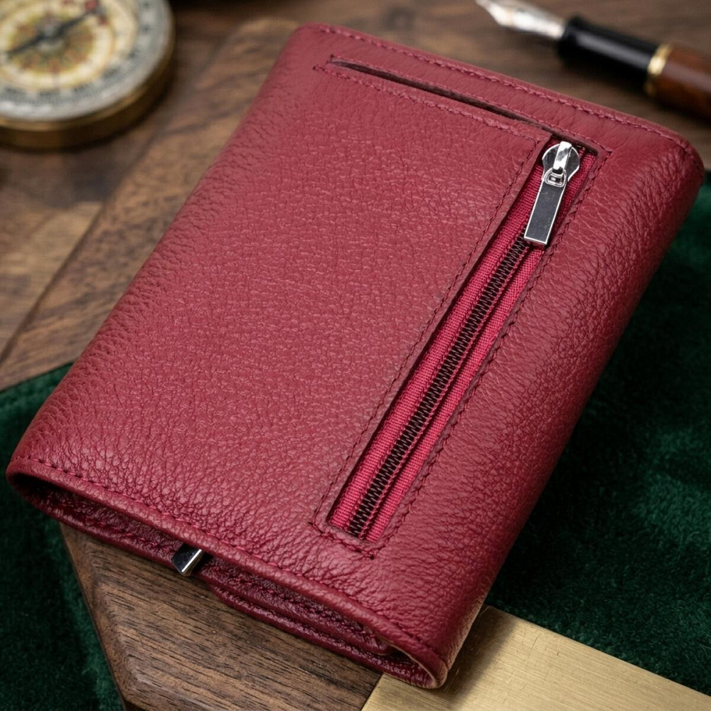 Кожаный женский кошелек с монетницей ST Leather 19480 Бордовый Киев - изображение 14