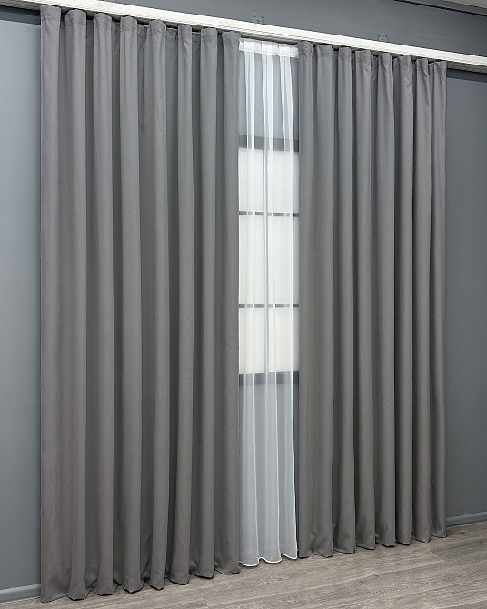 Комплект готових штор VR-Textil Мікровелюр Petek № 1485ш Сірий 100х295 см 2 шт (31-910) Київ - фото 12