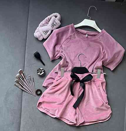 Жіночий стильний приємний костюм піжама велюр спорт Пудра, 46/48 Одеса