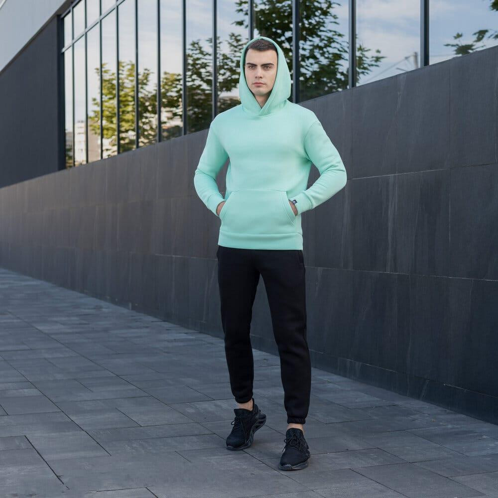 Тепле чоловіче худі на флісі з капюшоном ментолове Pobedov 007 ЗИМА Київ - фото 5