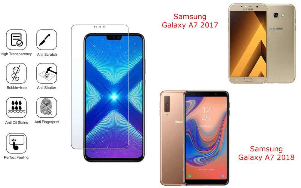 Захисне скло NeoGlass для Samsung Galaxy A7 2017, Galaxy A7 2018 – надпрозоре та стійке Київ - фото 4