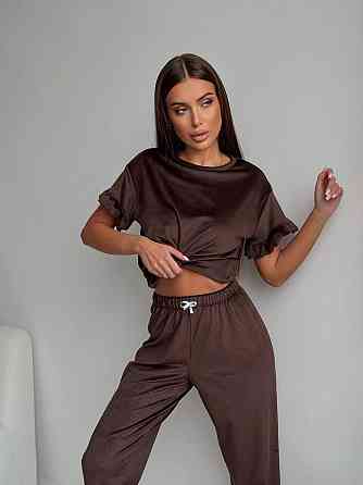 Женская стильная домашняя велюровая пижама Шоколад Одесса