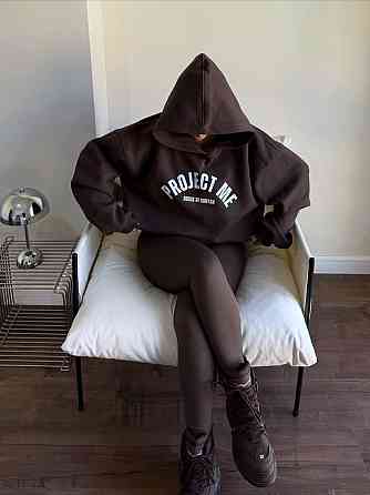 Жіночий теплий костюм двійка: худі і лосини зі штрипками турецька тринитка на флісі + джерсі віскоза на флісі Одеса