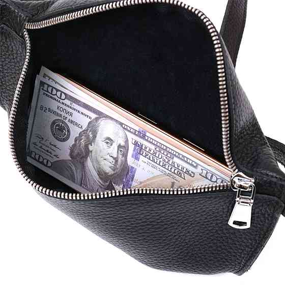 Шкіряна жіноча бананка Shvigel 16373 Чорний Київ