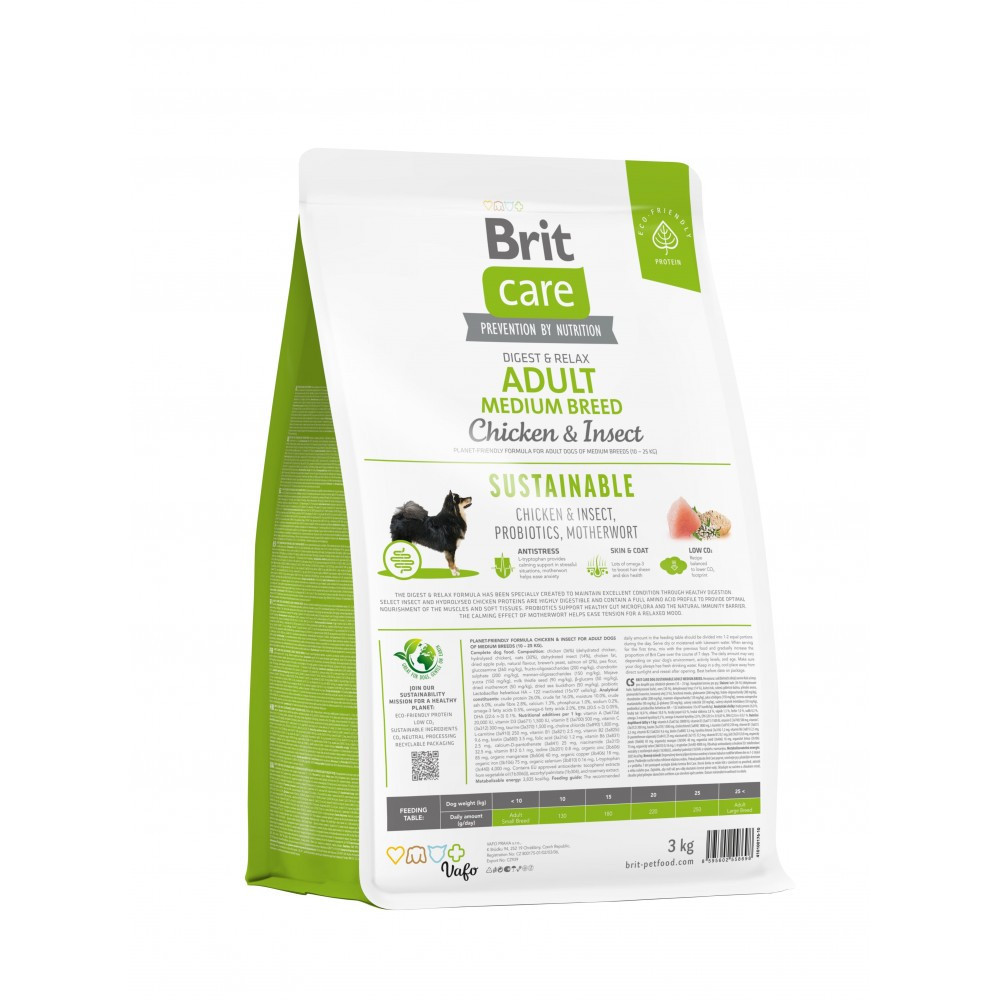 Сухой корм Brit Care Dog Sustainable Adult Medium Breed для собак средних пород, с курицей и насекомыми, 3 кг Винница - изображение 2