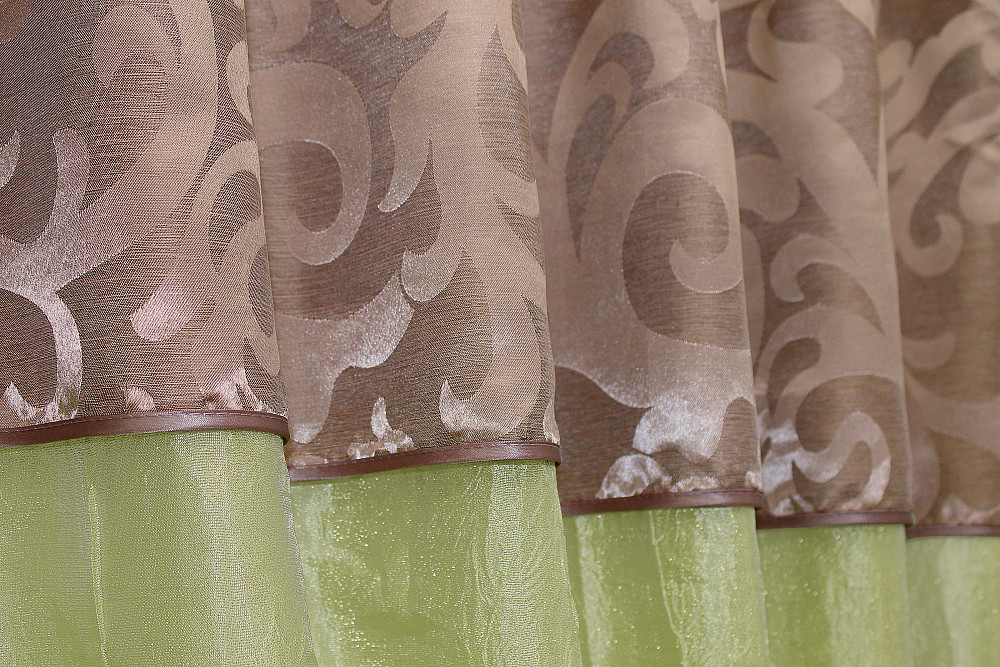 Кухонные шторы VR-Textil № 073к с ламбрекеном и подхватами салатовый с пудровым 270х170 см (52-0100) Киев - изображение 5