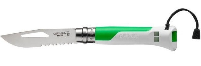 Складаний Ніж спеціального призначення + свисток Opinel No.8 "Outdoor Fluo" Green (002319) Нержавіюча сталь Нововолинськ - фото 3
