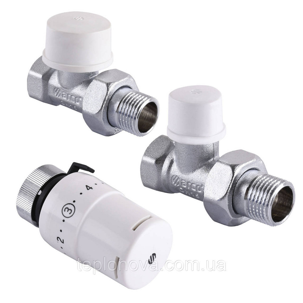 Набор Краны радиаторные прямые ARCO 1/2″ подача + обратка + термоголовка KCT02 М30 Черновцы - изображение 1