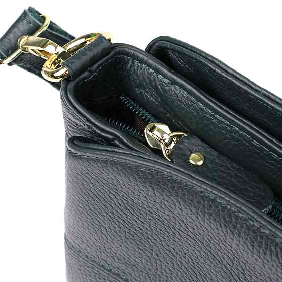 Елегантна шкіряна сумка для жінок з трьома відділеннями Vintage 22977 Зелений Київ