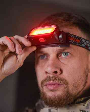 Ліхтар налобне червоне світло тільки зі знімним акумулятором 1200 mAh Одеса