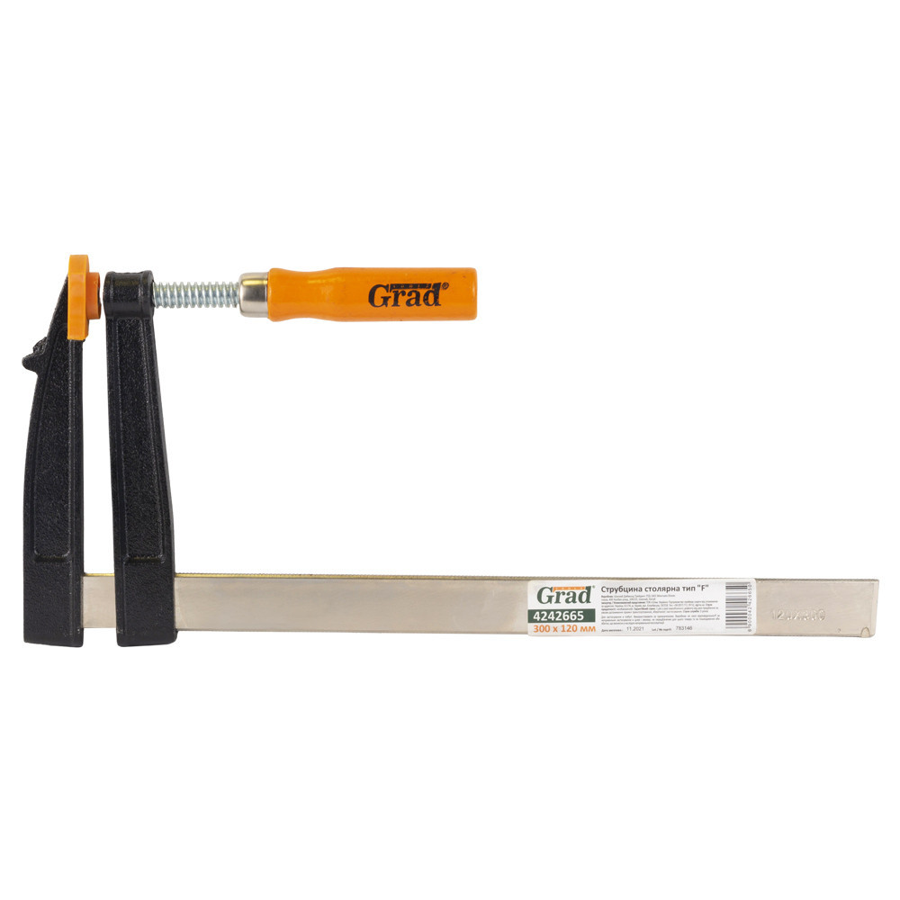 Струбцина столярная тип F 300×120мм GRAD (4242665) Ровно - изображение 8