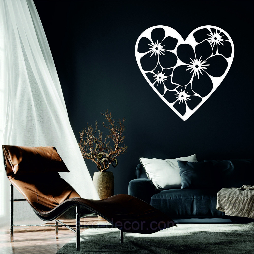 Декоративное настенное Панно «Сердце» Декор на стену 90*86 см, Белый Киев - изображение 1