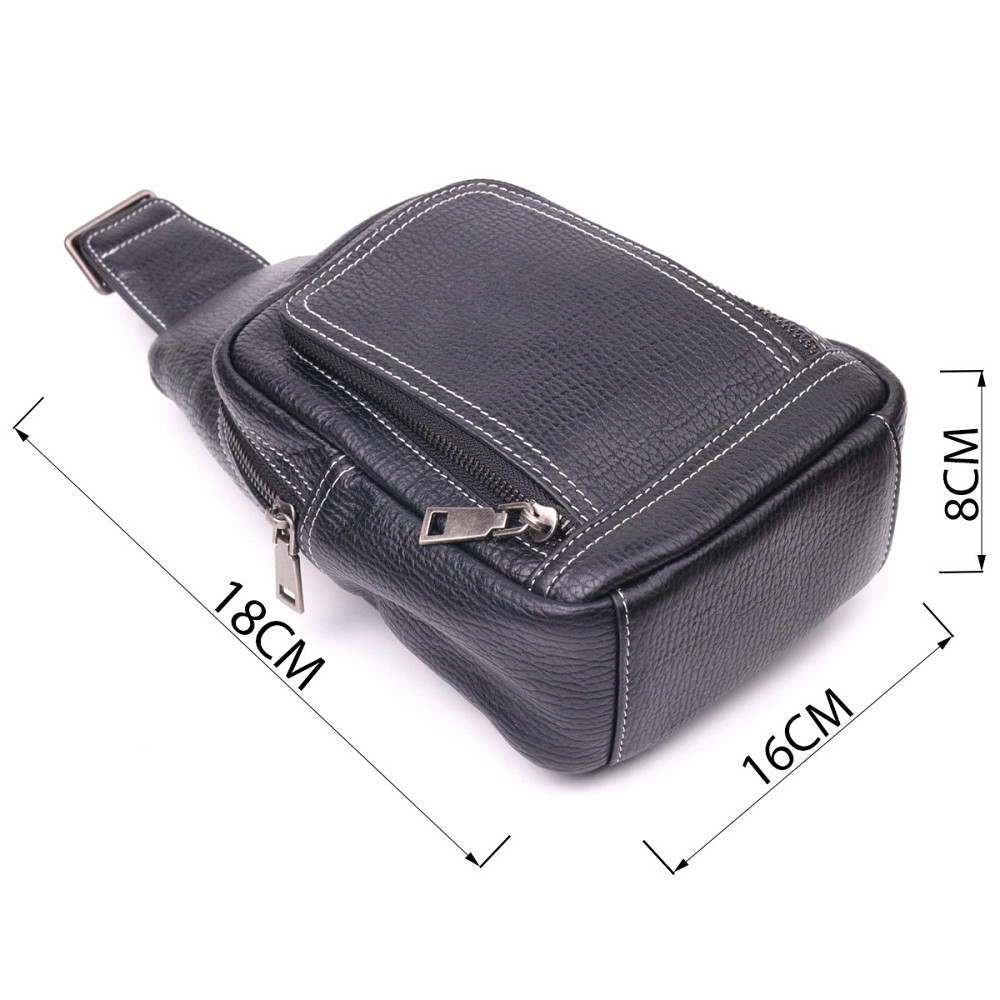 Чоловіча сумка через плече з натуральної шкіри Чорна (Vintage) Київ - фото 8