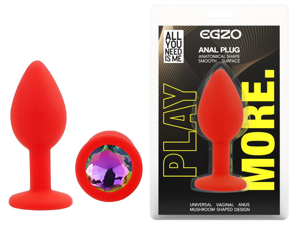 Силіконова анальна пробка EGZO - Silicone Red Round Plug Rainbow, size S Sex Aura Київ - фото 1
