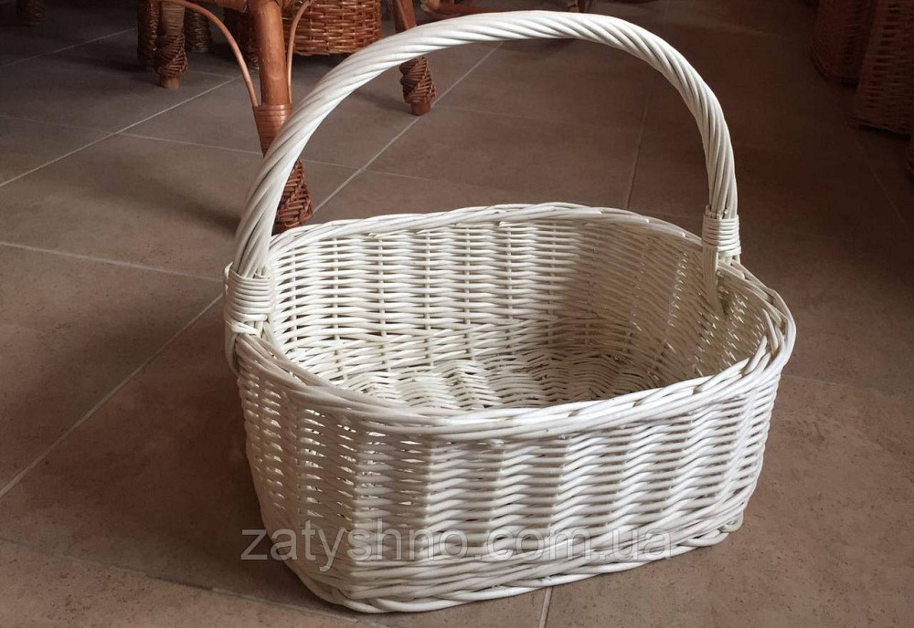 Кошик плетений білий | кошик плетений великодні білі | кошик із лози великий Київ - фото 2