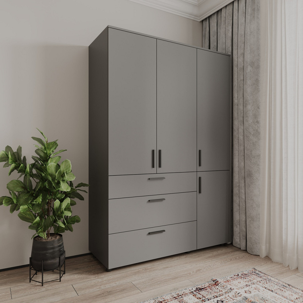 Шафа для одягу Doros Торн Антрацит 3 ДСП/3Ш (полиці) 135х51.6х200 (DRS-012084) Львів - фото 4