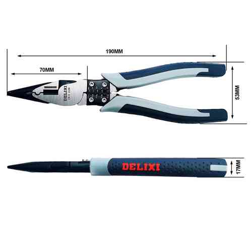 Плоскогубці комбіновані 7&quot; багатофункціональні 1.5-6мм2, 190 мм, Delixi Вінниця