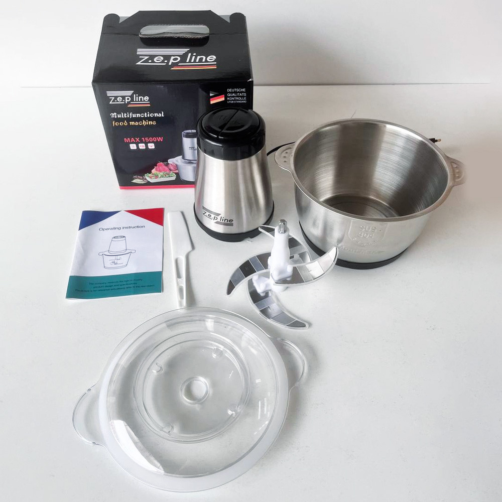 Кухонный измельчитель с металлической чашей 2л, 1500Вт, Zepline ZP-051 / Электрический блендер-чоппер Киев - изображение 10