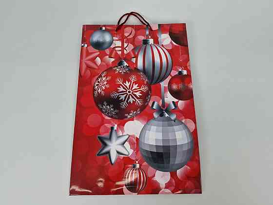 Новорічний,картонні пакети з ручками Гігант вертикальний 30х47х12-003 (12 шт.) Харків