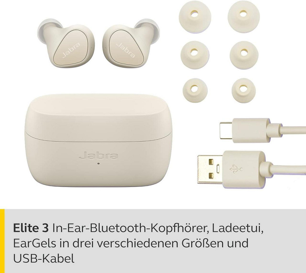 Наушники Jabra Elite 3 True Wireless in‑ear Bluetooth 4 микрофона мощный бас моно‑режим бежевые до 28 часов Киев - изображение 7