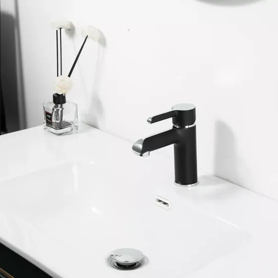 Змішувач для умивальника GAPPO G1003-6, чорний/хром Київ