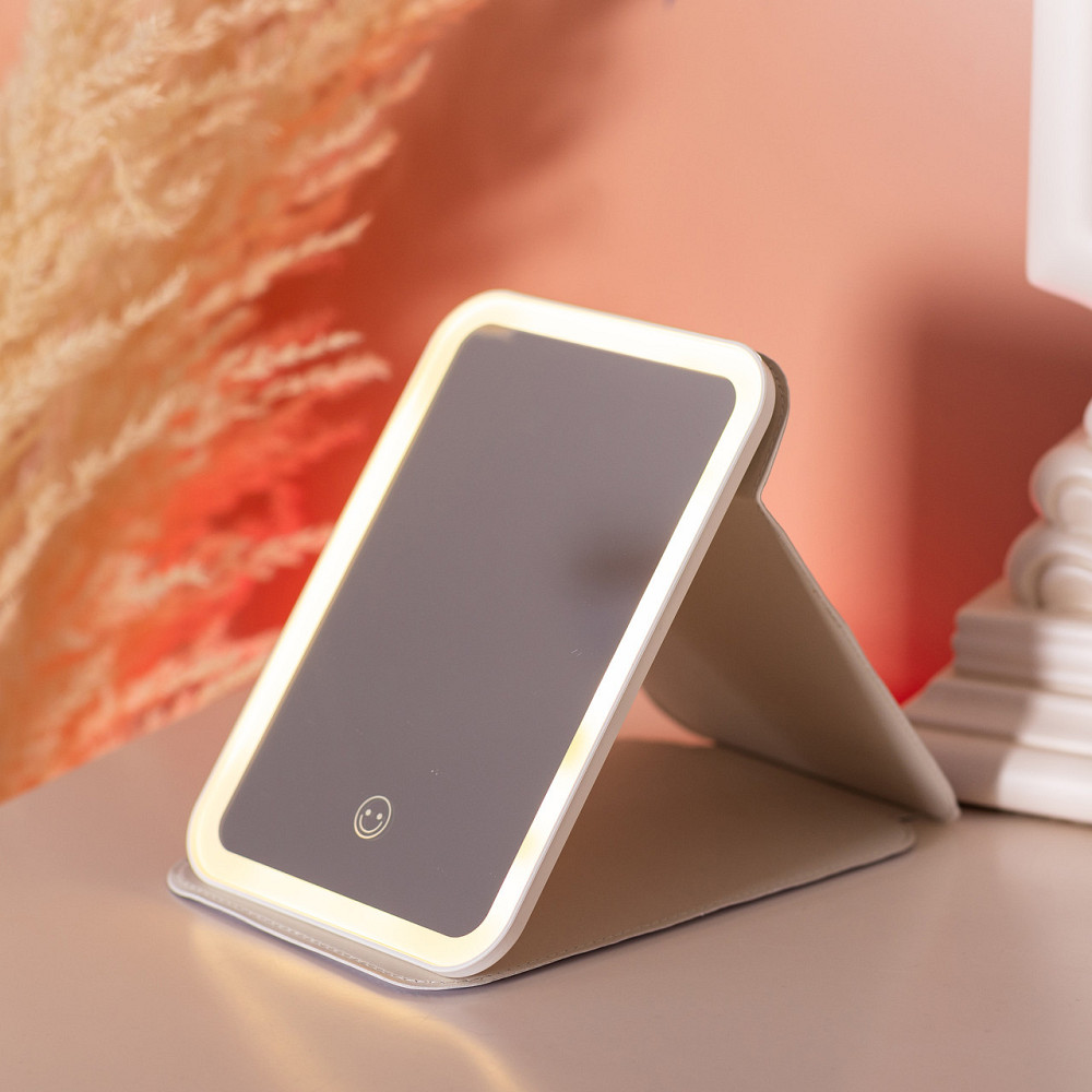 Дзеркало з лед підсвічуванням настільне складне 19.5х13.5 см косметичне для макіяжу HP-10-8AV Київ - фото 9