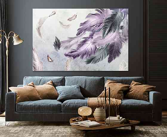 Картина полотно у вітальню / спальню   Абстракція Пір'я     MLP_253 ( 60х30см ) 40x80 см Київ