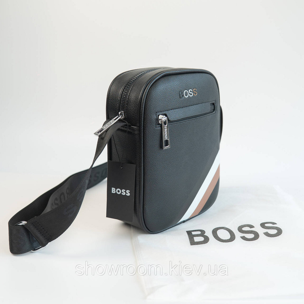 Мужская брендовая черная сумка Boss (6602) Киев - изображение 8