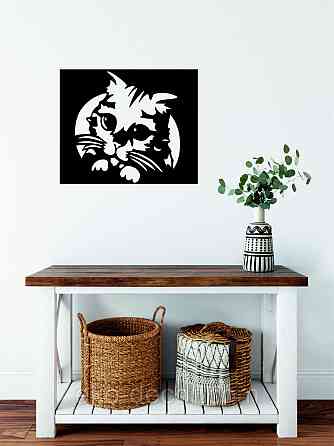 Декоративное настенное Панно «Кот», Декор на стену 90*74 см, Черный Киев