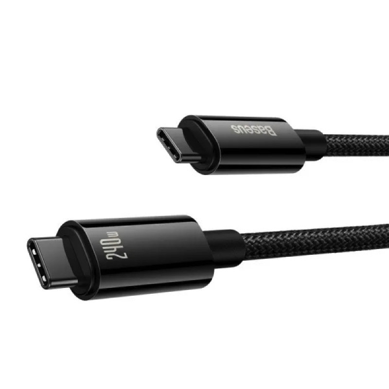 Кабель Type-C Baseus Tungsten Gold швидка зарядка та передача даних 240W 2m Black CAWJ040101 Одеса - фото 5