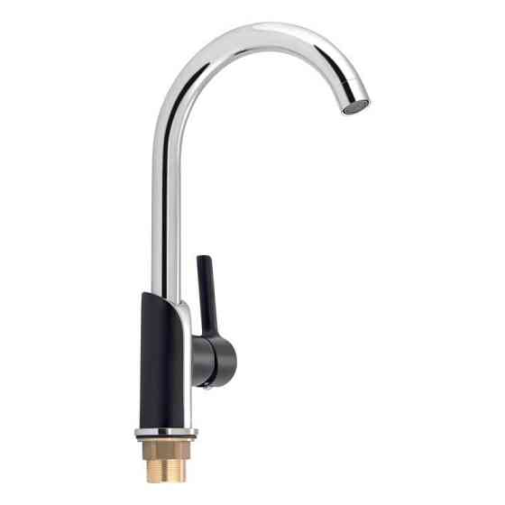 Змішувач для кухні з латуні Qtap Grand QTGRABCR007F Chrome/Black Харків