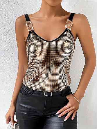 Майка блестящая женская золотисто-черный Киев