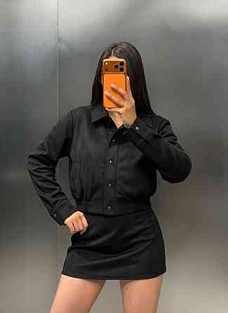 Жіночий стильний повсякденний замшевий бомбер із міні спідницею Одеса