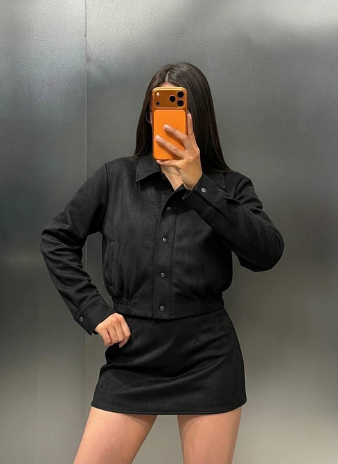 Женский стильный повседневный замшевый бомбер с мини юбкой Одесса - изображение 1