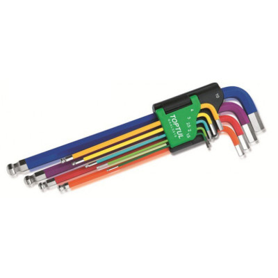 Ключ Toptul шестигранний з кулею 1,5-10мм 9шт. різнокольорових (GAAL0918) Вінниця - фото 1