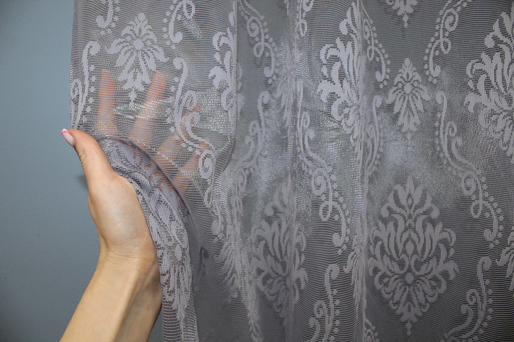 Тюль VR-Textil 1371т Корона Жакард Сірий 300х270 см (42-0110) Київ - фото 5