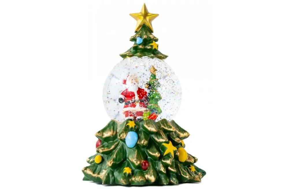 Музыкальный снежный шар-ночник "Елка" 15*15*23см LED, 5 Мелодий (XHF-8001) Коломия - фото 4