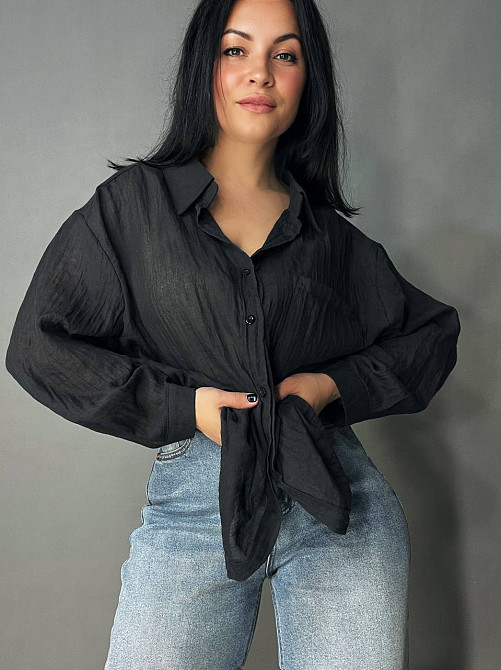 Сорочка жіноча Xingyue 388 оверсайз бавовна жатка з кишенею, чорний, one size Київ - фото 4